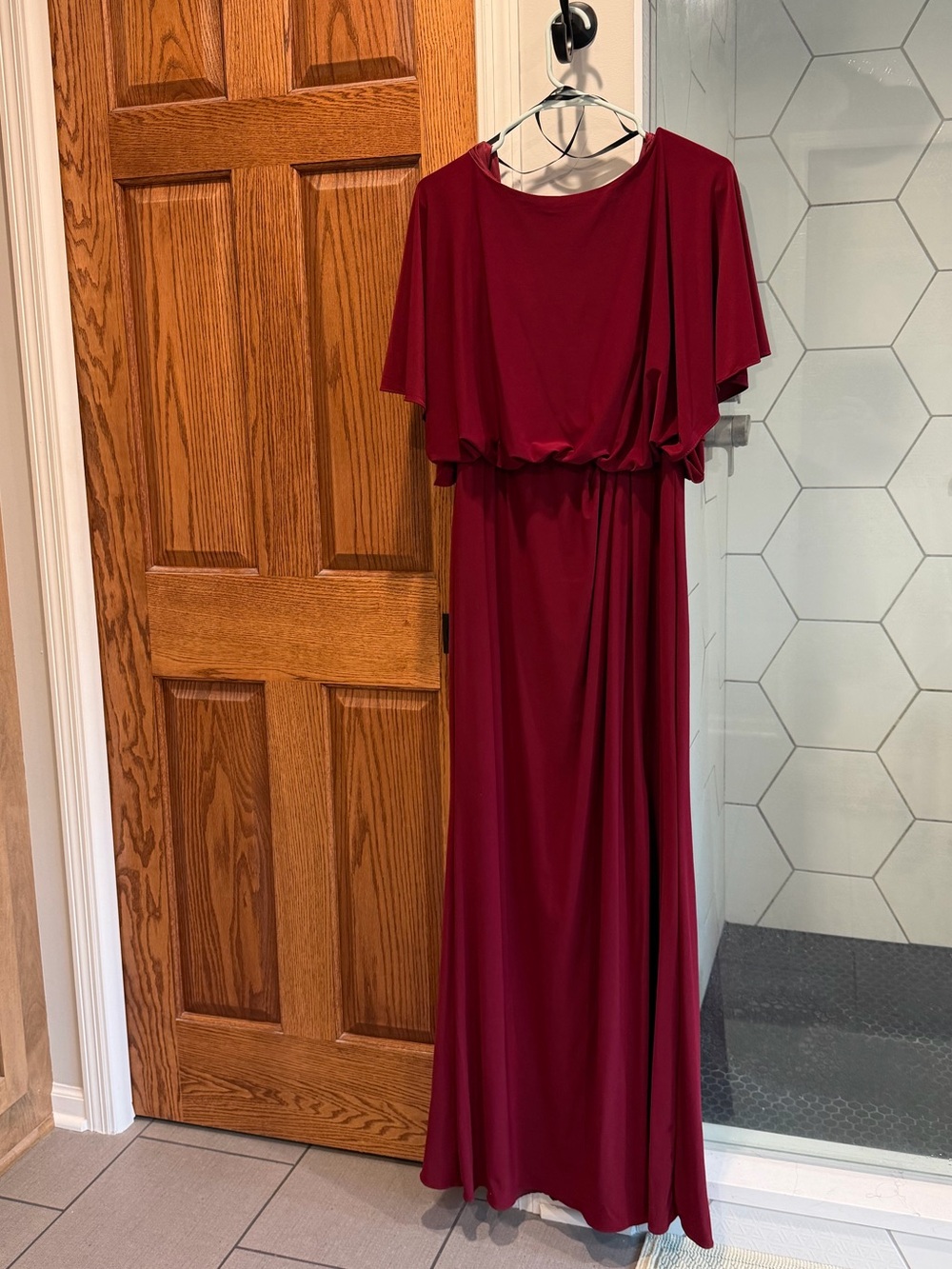 BHLDN Burgundy Maxi Dress with Blouson Bodice